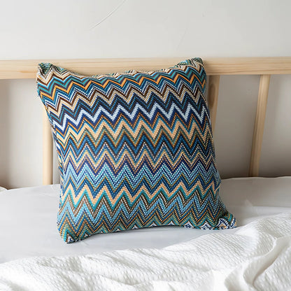 Zora Kussenhoes 45x45 - Gebreide Microvezel, Zigzagpatroon voor Kussens Bank 3