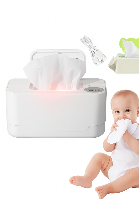 WarmDoek™ – Draagbare Babydoekjesverwarmer met LED-Display – USB Verwarming voor Zachte Verzorging