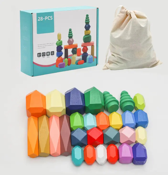 KleurStapel™ – Houten Balansstenen voor Peuters – Creatief Stapelen &amp; Evenwicht Spel