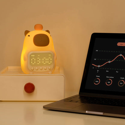 CapyTime™ – Capibara Nachtlamp met Wekker – LED Tap-Bediening