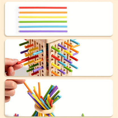 ColorPillar™ – Montessori Houten Torenspel – Educatief Balansspel Kinderen