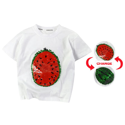 FlipFruit™ – T-shirt met Veranderende Pailletten – Kinderen Zomer T-shirt
