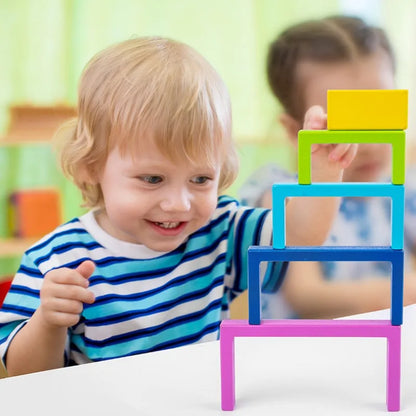 4Ever Wood PuzzleBuild™ - Creatief Stapelen en Leren - Regenboog Stapelspeelgoed