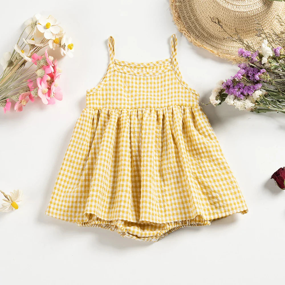 BreezeCheck™ – Zomerse Ruitjes Romper – Comfortabele Babyjurk