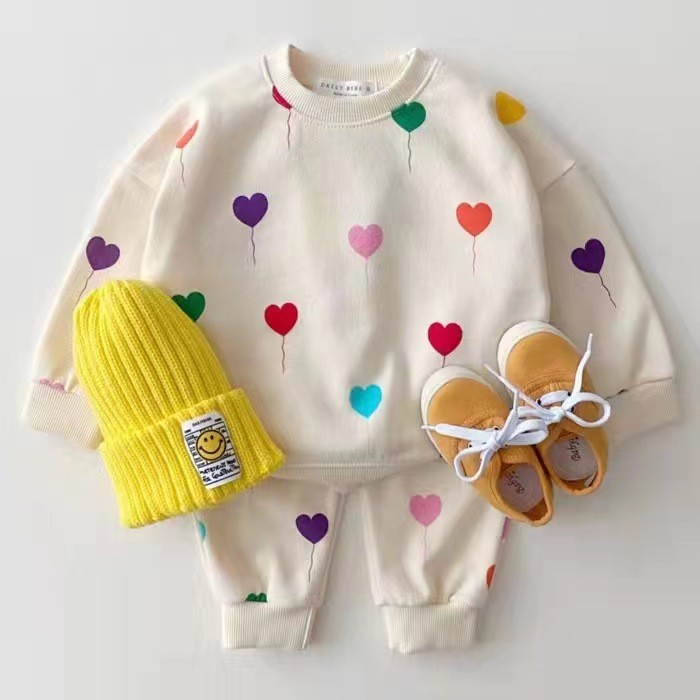 JoyPop™ – Verjaardags Joggerset met Ballonnenprint – Unisex Kinderoutfit