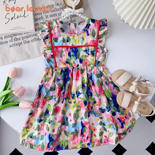 BloomWhirl™ – Zomerse Jurk met Bloemenprint – Meisjes Zonnejurk