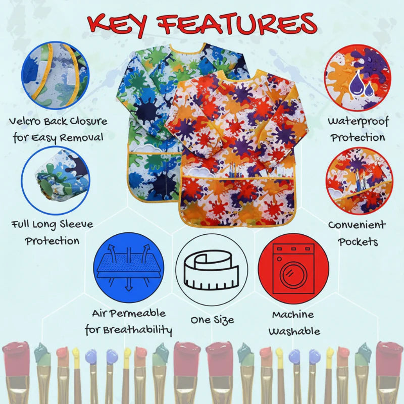 KleurKunst™ – Waterafstotend Schort met Lange Mouwen – Creatieve Kinderschort