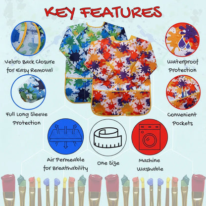 KleurKunst™ – Waterafstotend Schort met Lange Mouwen – Creatieve Kinderschort