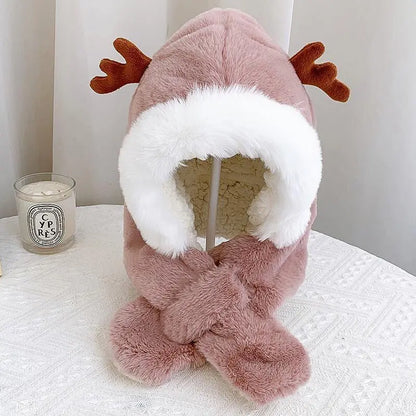 AntlerCozy™ – Warme Muts & Sjaal in 1 – Schattige Winteraccessoire