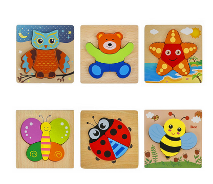 4Ever WoodTM Animal Puzzle - Dieren baby puzzel - Houten puzzelset