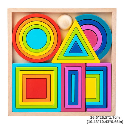 4Ever Wood PuzzleBuild™ - Creatief Stapelen en Leren - Regenboog Stapelspeelgoed