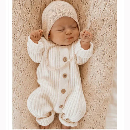 CuddleKnit™ – Zachte Gebreide Romper van Katoen – Unisex Baby Outfit