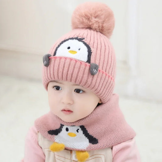 PenguiWarm™ – Schattige Kinder Muts & Sjaal – Warme Winterset
