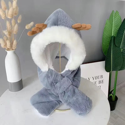 AntlerCozy™ – Warme Muts & Sjaal in 1 – Schattige Winteraccessoire