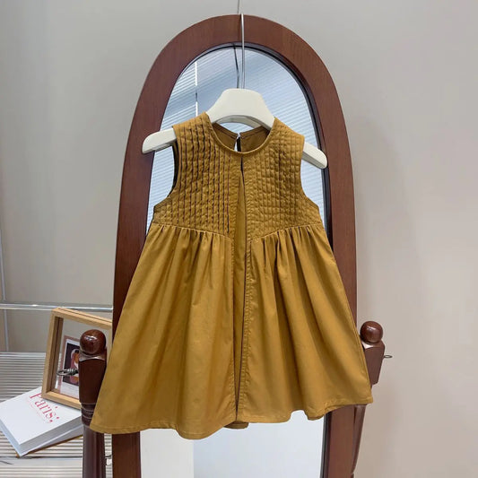 LinenBloom™ – Zomerse Jurk in Aardetinten – Meisjes Mouwloze Outfit