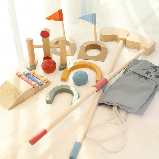 GolfieTots™ – Educatief Houten Golfspel – Actief Speelplezier Binnen & Buiten