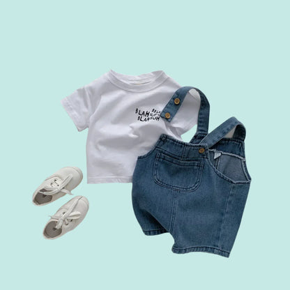 DenimPals™ – Overalset met Katoenen Shirt – Peuter Jongens Outfit