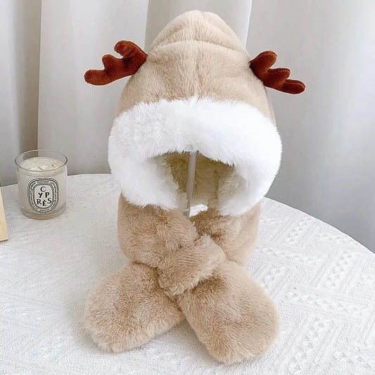 AntlerCozy™ – Warme Muts & Sjaal in 1 – Schattige Winteraccessoire