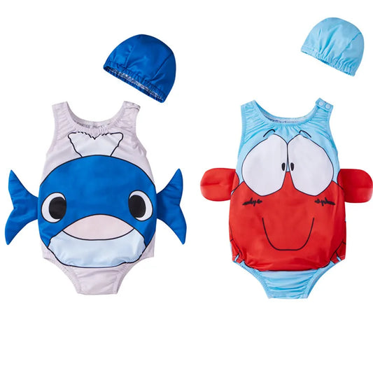 SeaSplash™ – Beschermend Badpak met Hoed – Zomerse Kinder Zwemkleding
