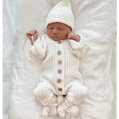 CuddleKnit™ – Zachte Gebreide Romper van Katoen – Unisex Baby Outfit