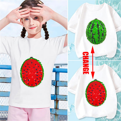 FlipFruit™ – T-shirt met Veranderende Pailletten – Kinderen Zomer T-shirt