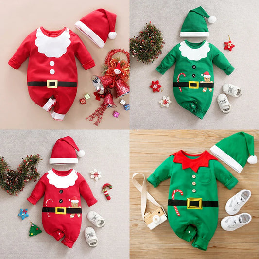 SantaSnug™ – Zacht Kerst Kostuum van Katoen – Baby Eerste Kerstoutfit