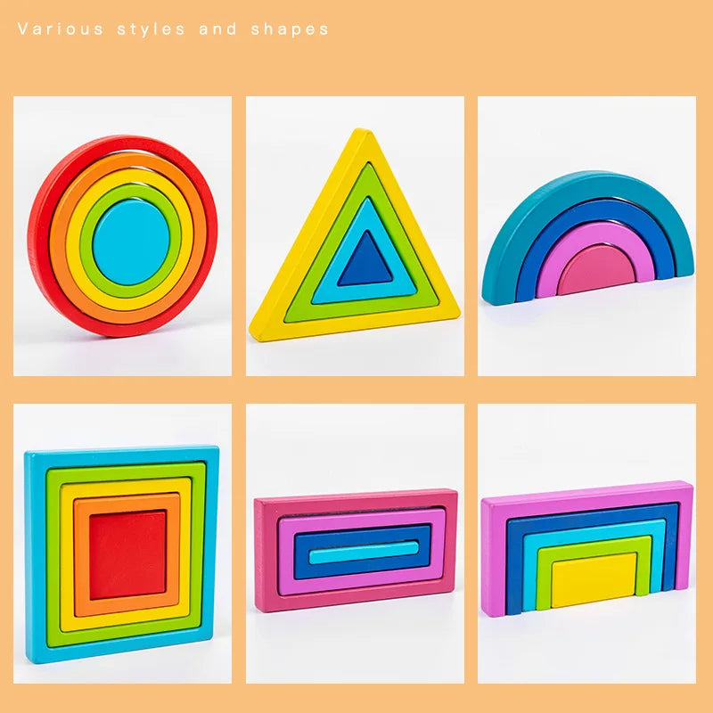4Ever Wood PuzzleBuild™ - Creatief Stapelen en Leren - Regenboog Stapelspeelgoed