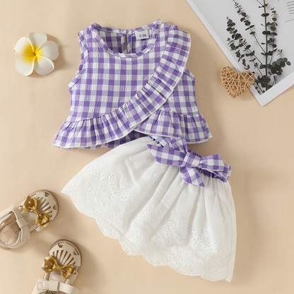 ChicTwirl™ – Schattige Top en Rokset – Meisjes Zomeroutfit