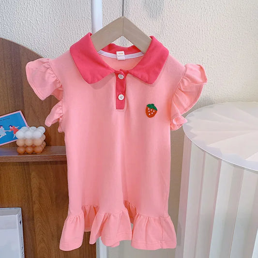 BerryBreeze™ – Zomerjurk met Kraagdetail – Meisjes Katoenen Kleding