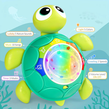 GlowTurtle™ – Muzikale Sterrenprojector – Interactief Kruipspeelgoed Baby’s