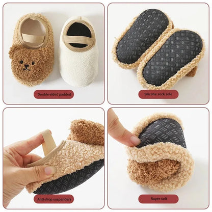 SnugglePaws™ – Warme Beren Slofjes – Antislip Winterpantoffels Baby