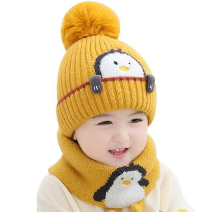 PenguiWarm™ – Schattige Kinder Muts & Sjaal – Warme Winterset