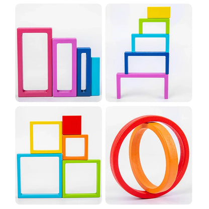 4Ever Wood PuzzleBuild™ - Creatief Stapelen en Leren - Regenboog Stapelspeelgoed