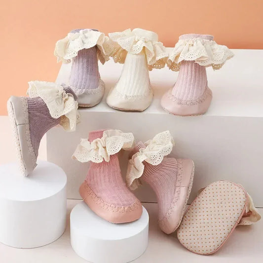 PetalPace™ – Schattige Babysok Schoentjes – Veilige Eerste Stapjes