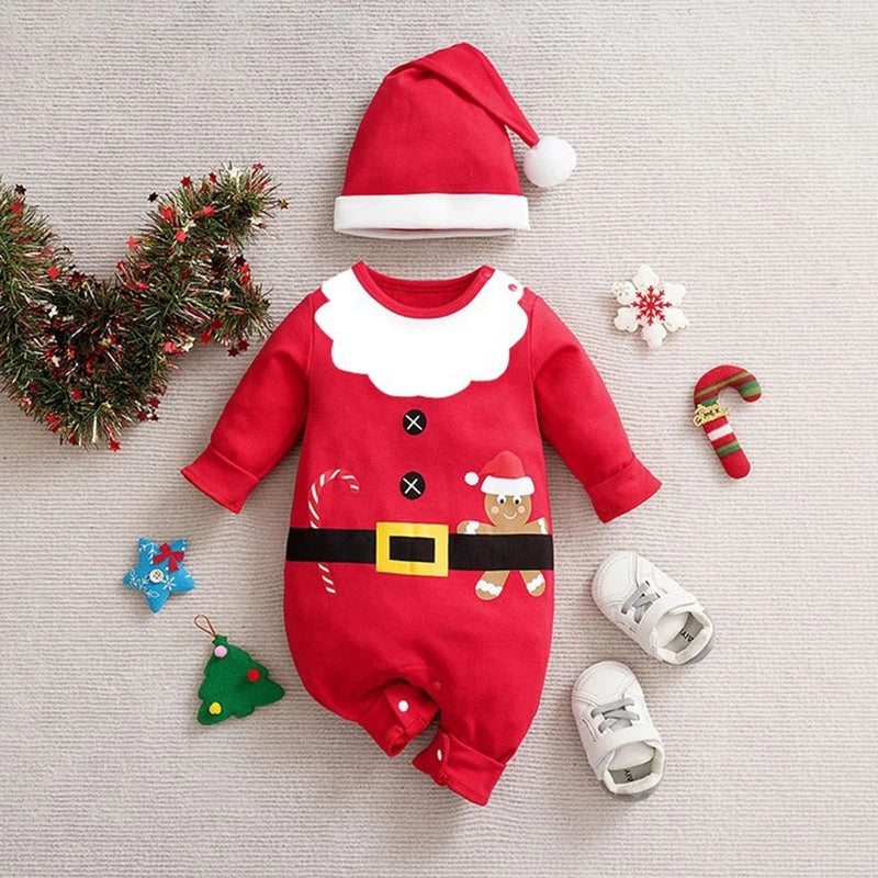 SantaSnug™ – Zacht Kerst Kostuum van Katoen – Baby Eerste Kerstoutfit