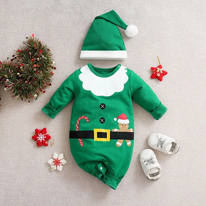 SantaSnug™ – Zacht Kerst Kostuum van Katoen – Baby Eerste Kerstoutfit