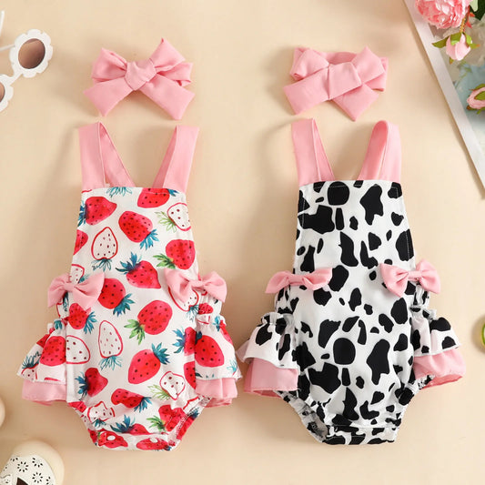 BerryMoo™ – Romper met Haarband – Baby Meisjes Zomeroutfit