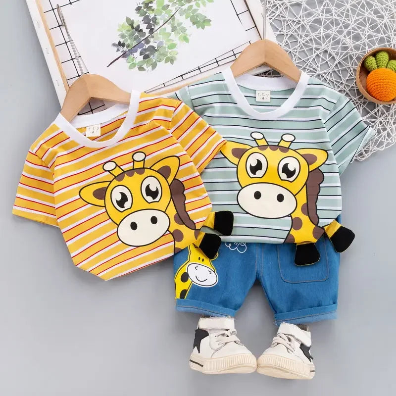 GiraffoGo™ – T-Shirt Set met Dierenthema – Peuter Zomer Outfit