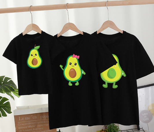 AvoBond™ – Matchende Avocado Shirts Zwart – Familie Outfitplezier