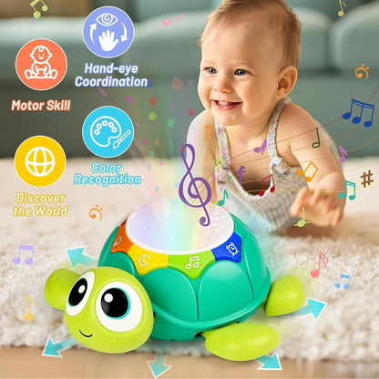 GlowTurtle™ – Muzikale Sterrenprojector – Interactief Kruipspeelgoed Baby’s