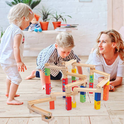 KnikKogel™ – Montessori Houten Knikkerbaan – Educatief Bouwspel met 52/104/156 Onderdelen