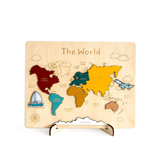 WorldWise™ – Montessori Houten Wereldkaart – Educatief Puzzelspel