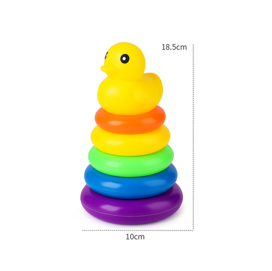 DuckiStack™ – Montessori Stapeltoren van Zacht Silicone – Educatief Speelgoed voor Baby’s