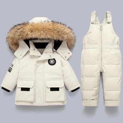 FrostyChic™ – Warme Set met Ruches en Strik – Meisjes Winteroutfit