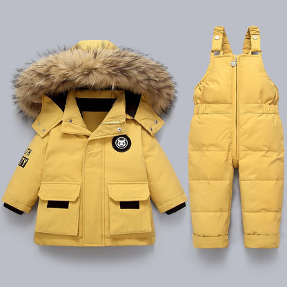 FrostyChic™ – Warme Set met Ruches en Strik – Meisjes Winteroutfit